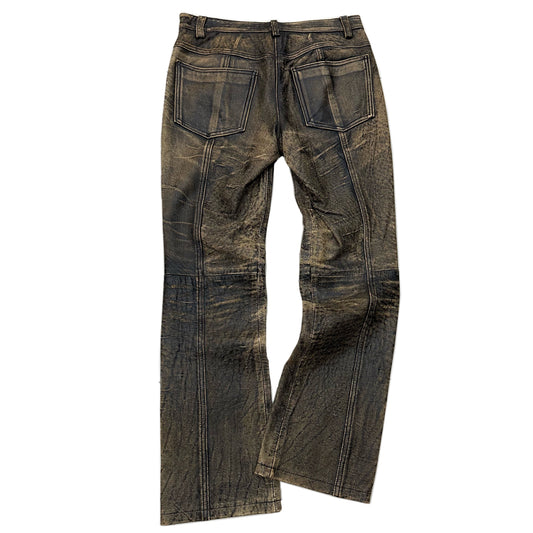 DKNY Faded Distressed Leather Jeans