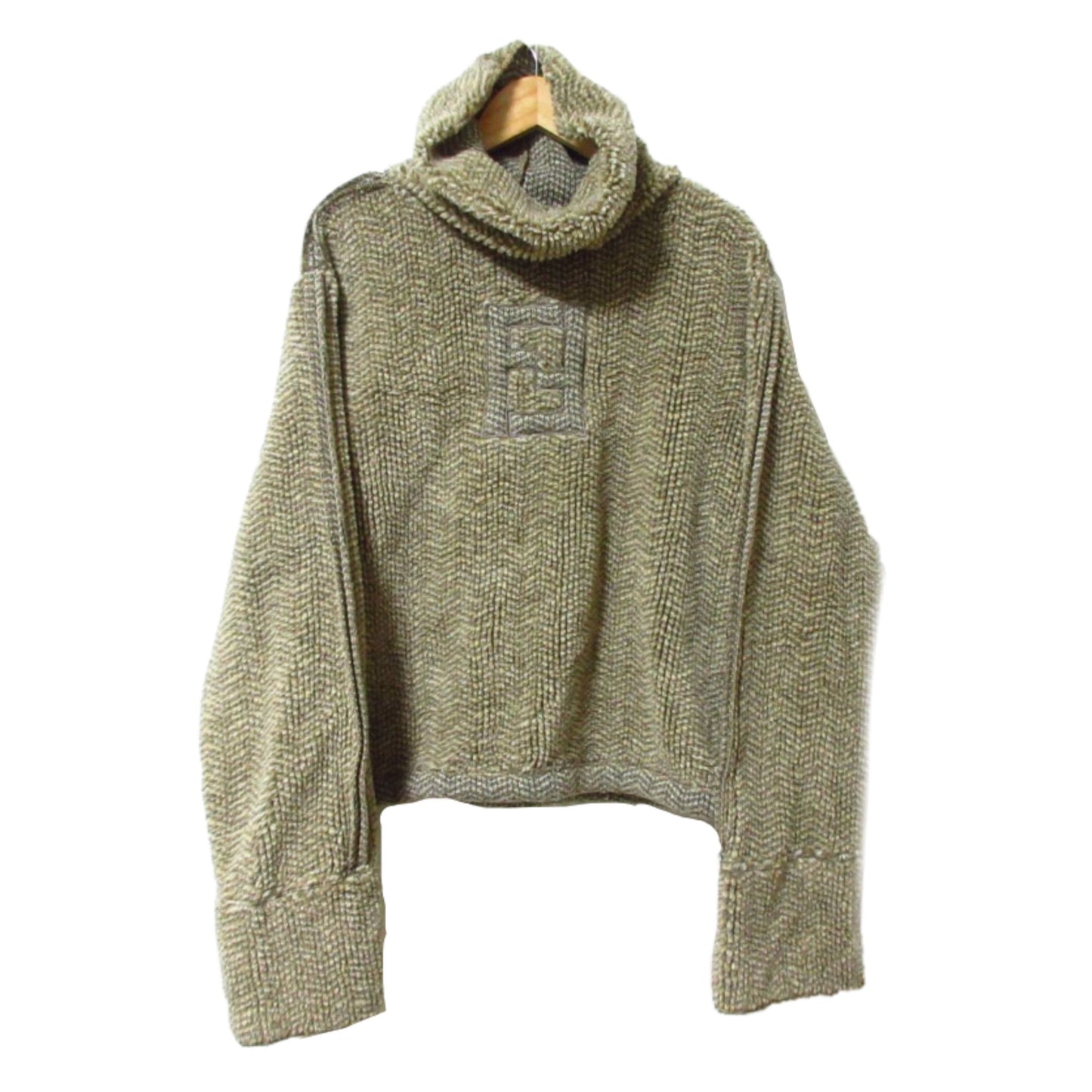 Fendi Logo Knit Fluffy Oversized Turtleneck Sweater