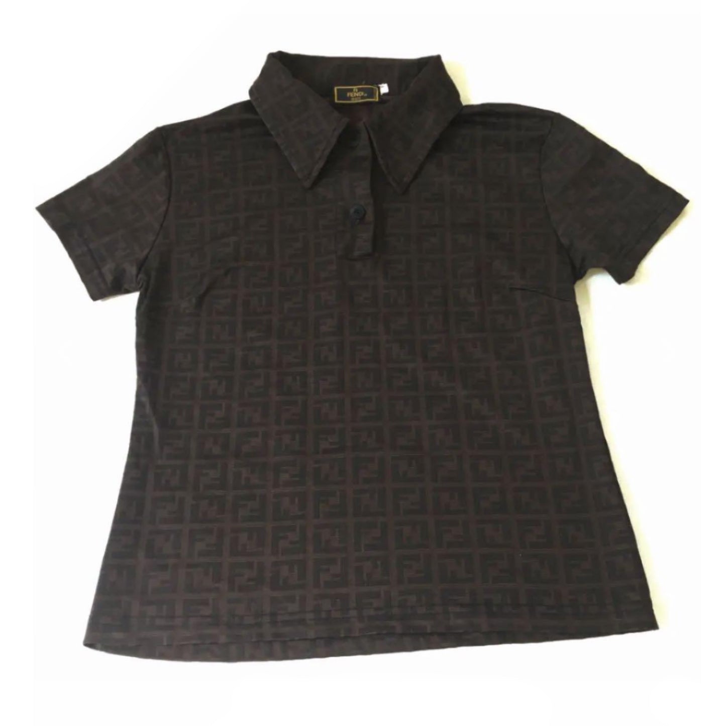 Fendi Brown/Black Zucca Print Polo