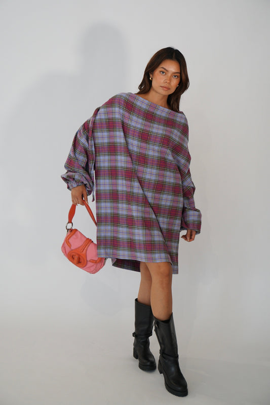 Vivienne Westwood Plaid Oversized Balloon LS Dress