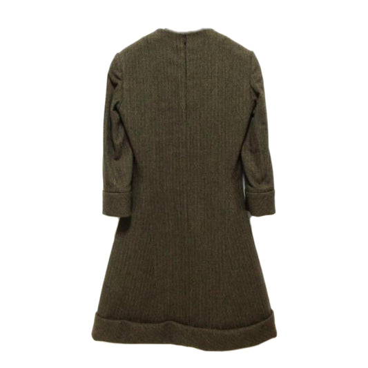 Balenciaga Tweed Wool Pocket 3/4 Sleeve A Line Dress
