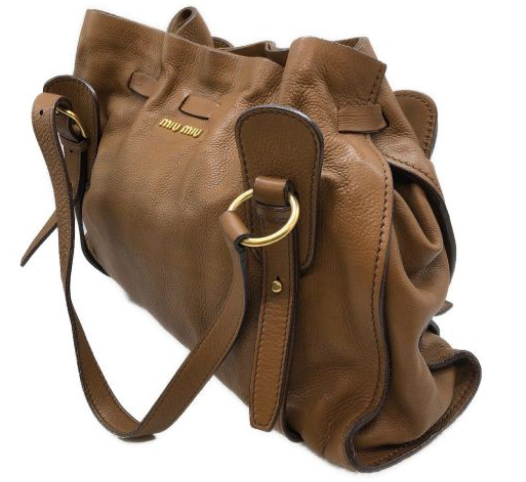 Miu Miu Leather Double Strap Buckle Handbag