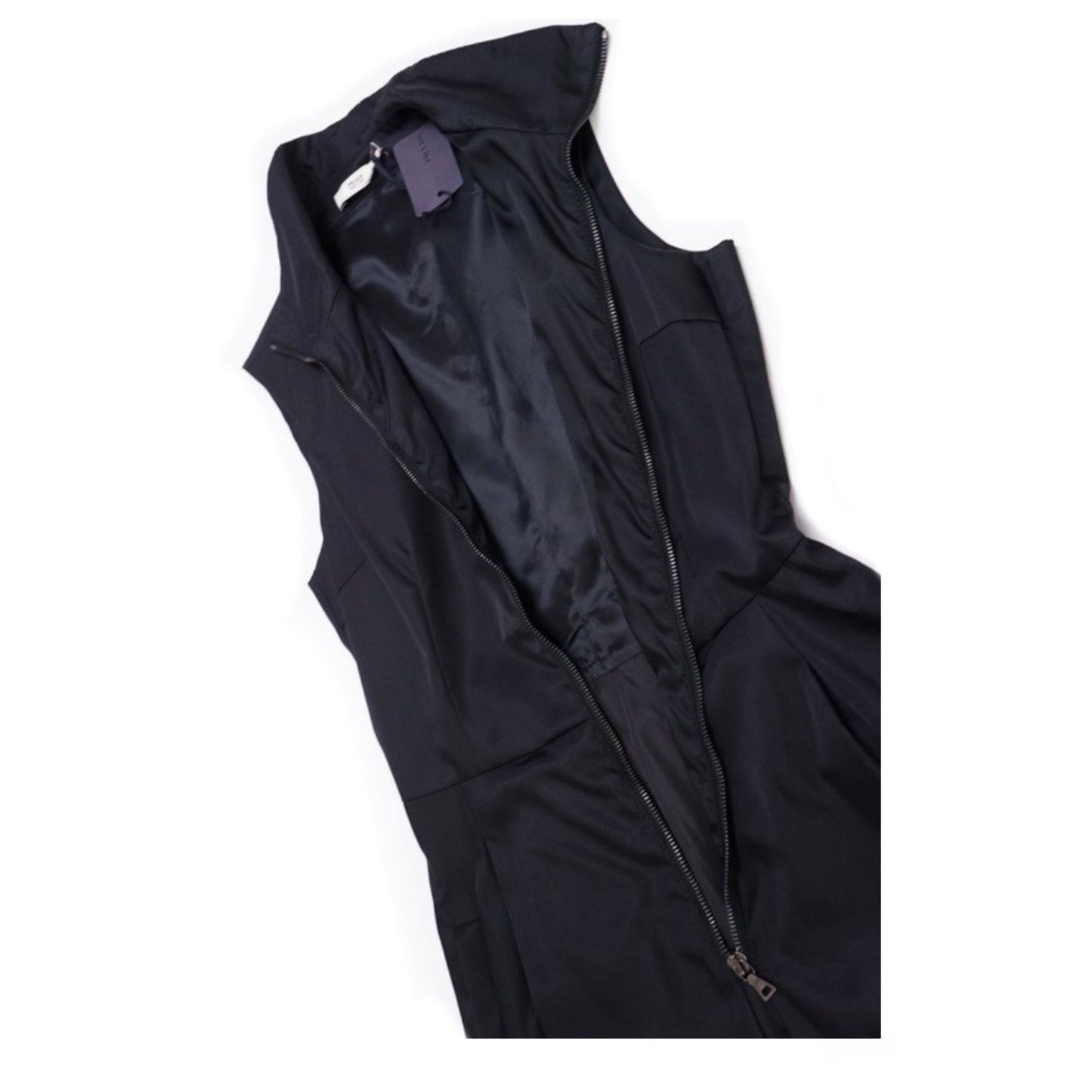 Prada Nylon Mock Neck Zip Down Sless Babydoll Dress