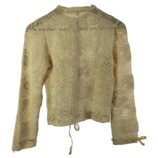 Comme Des Garcons Crochet Floral Knit w Ribbon Cardigan