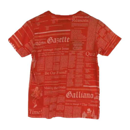 John Galliano Red Newswpaper Print Tee