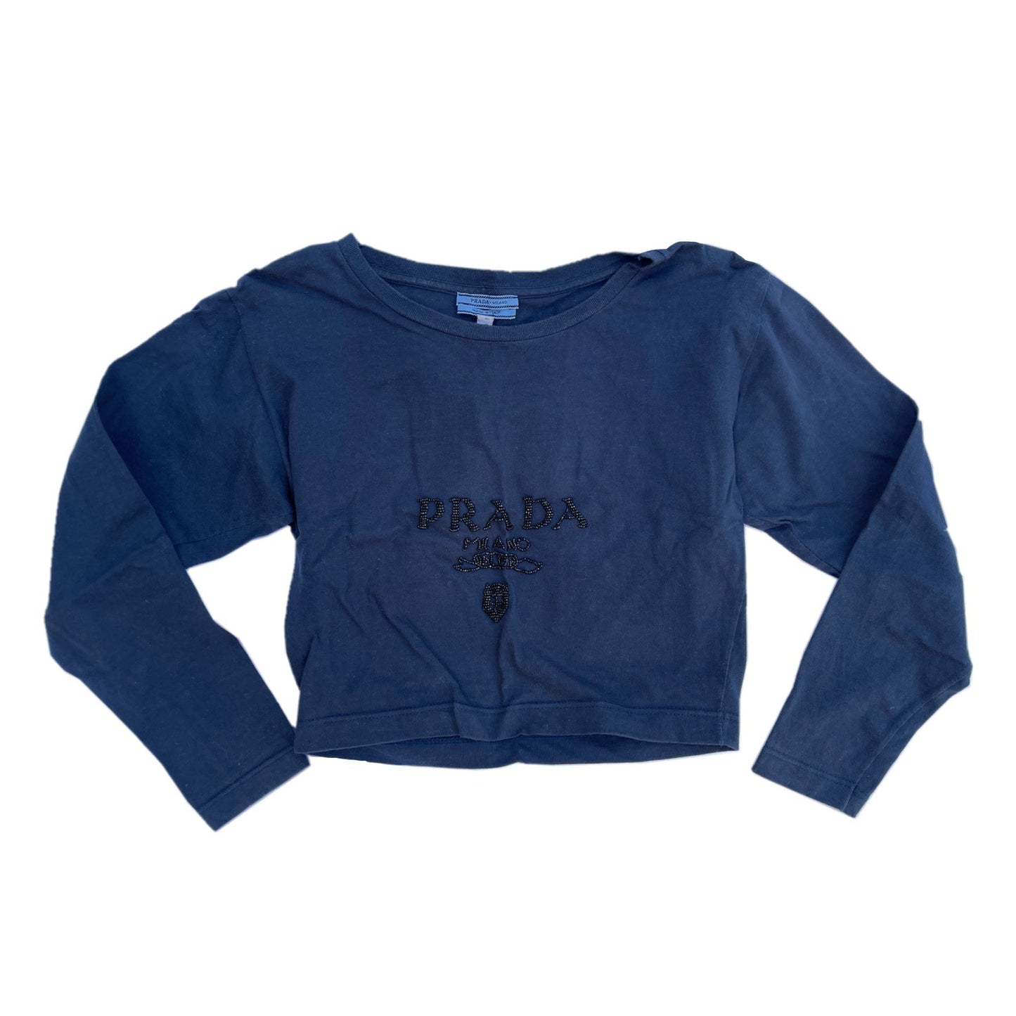 Prada Beaded Logo Long Sleeve Tee