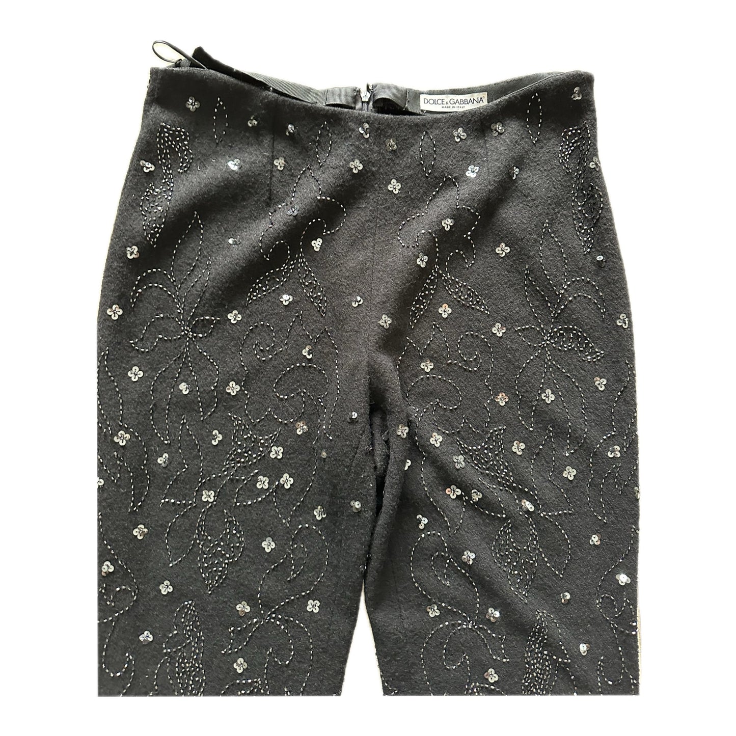 Dolce & Gabbana Sequin Hand Beaded Capri Wool Pants
