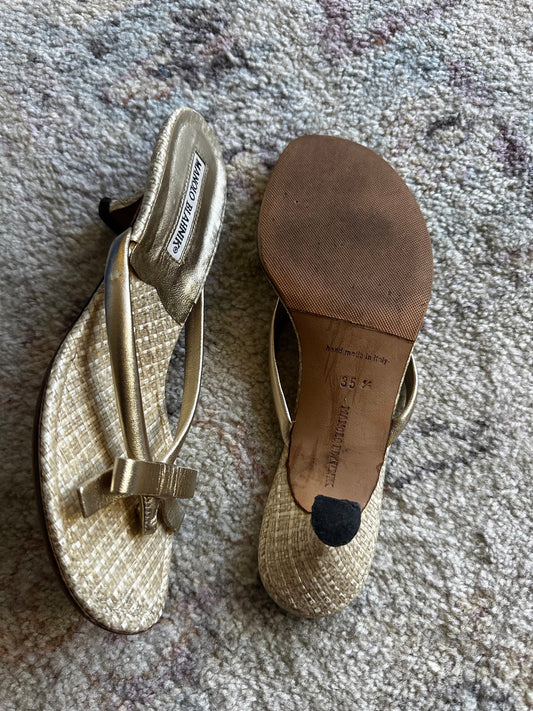 Manolo Blahnik Bow Sandal Heels