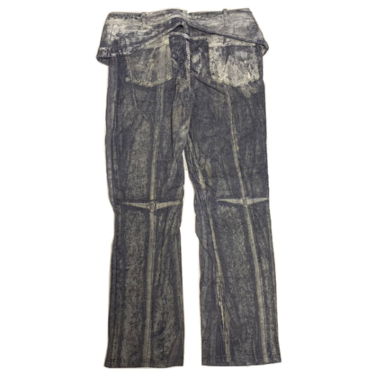 Christian Dior Metallic Paint Faded Fold Over Waist Straight Jeans