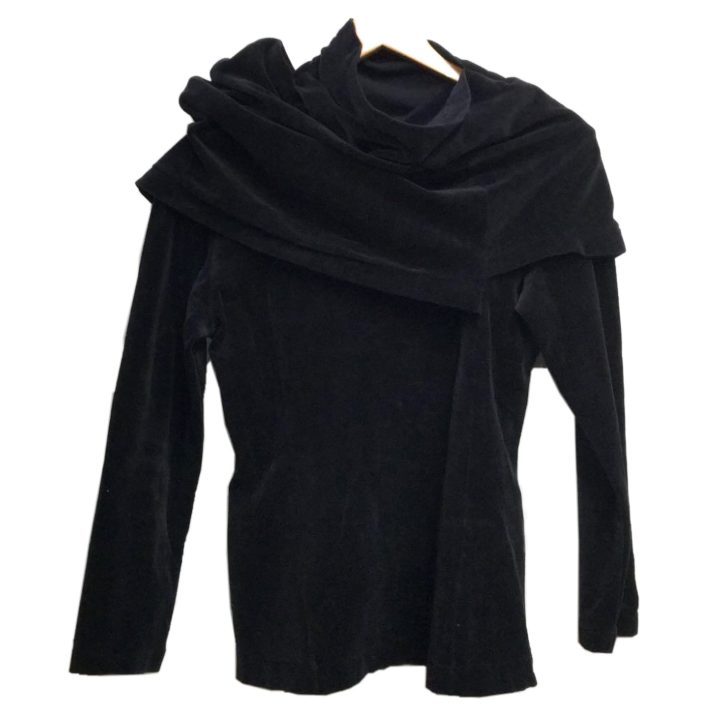 Comme Des Garcons Navy Velour Fold Over Mock Neck LS Top