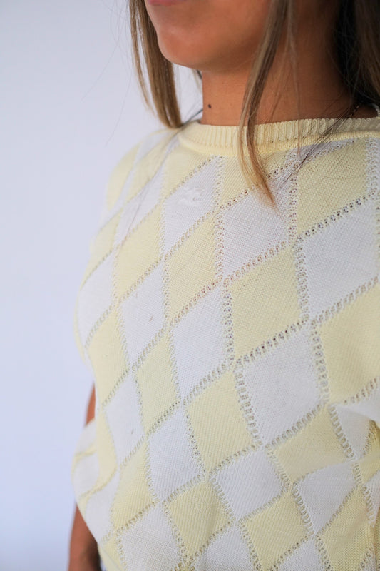 Courreges Argyle Boat Neck SS Top