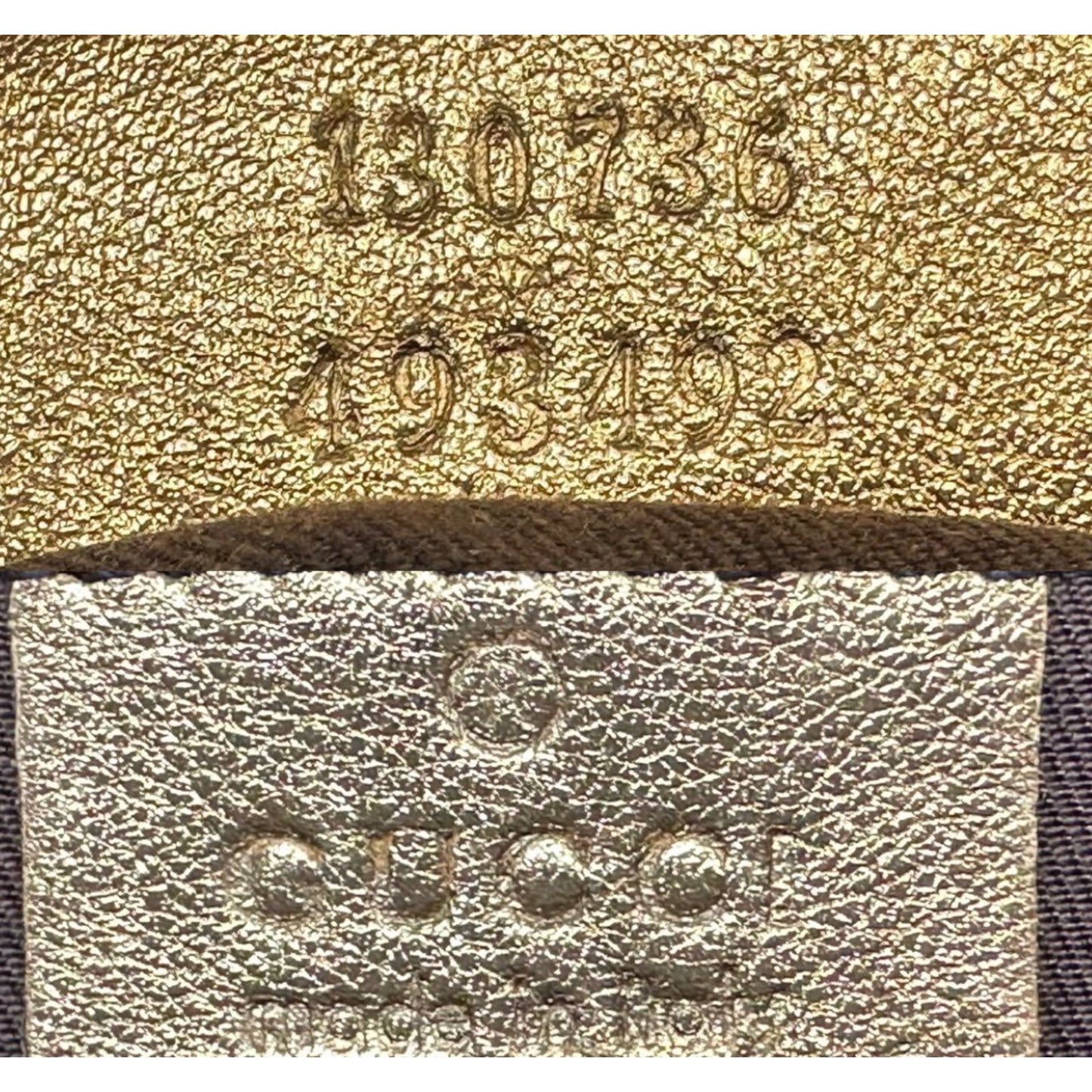 Gucci Monogram Bronze Leather Trim Double Strap Handbag