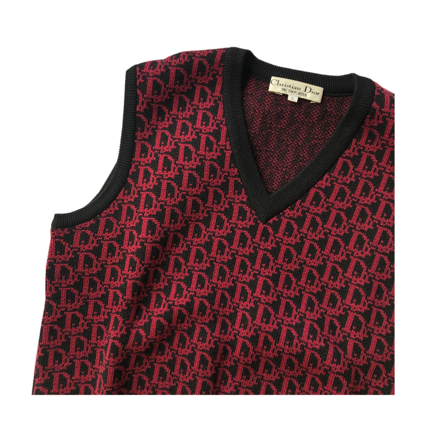 Christian Dior Black/Pink Trotter Monogram Knit Vest