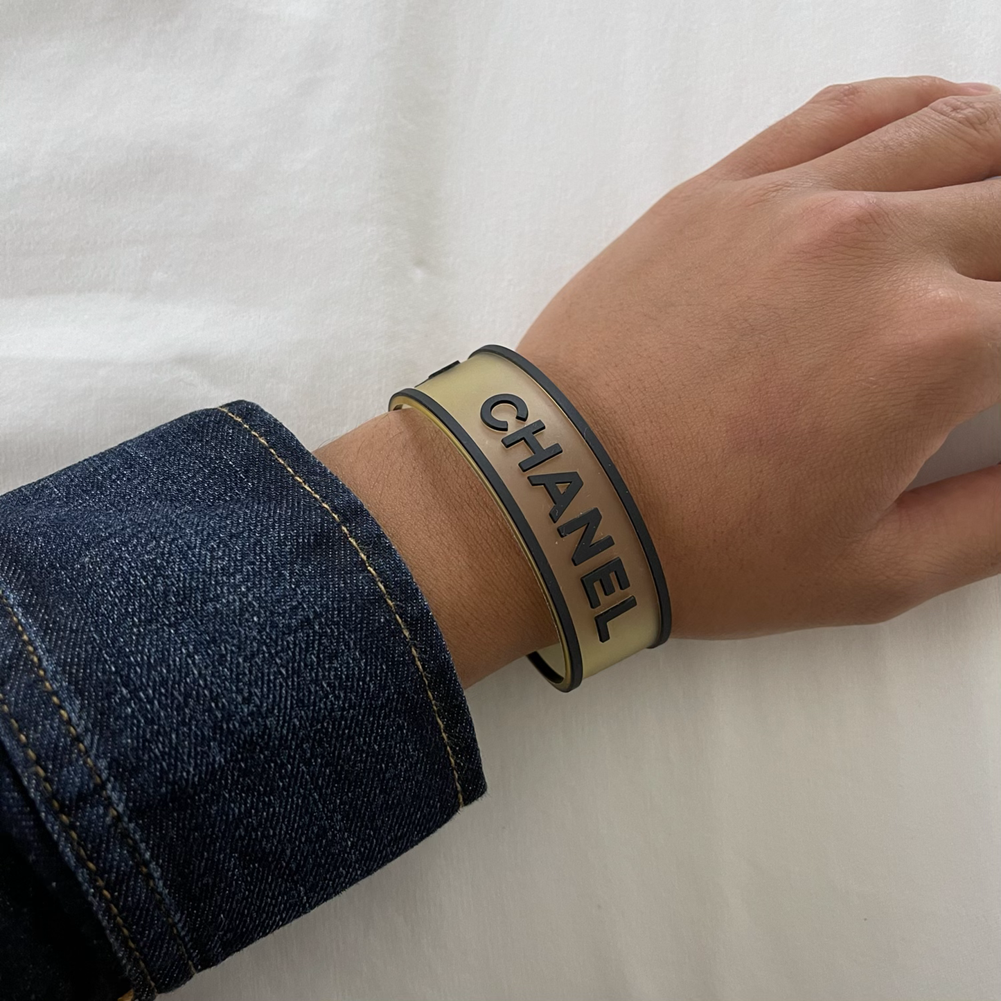 Chanel Rubber Logo Bangle Bracelet