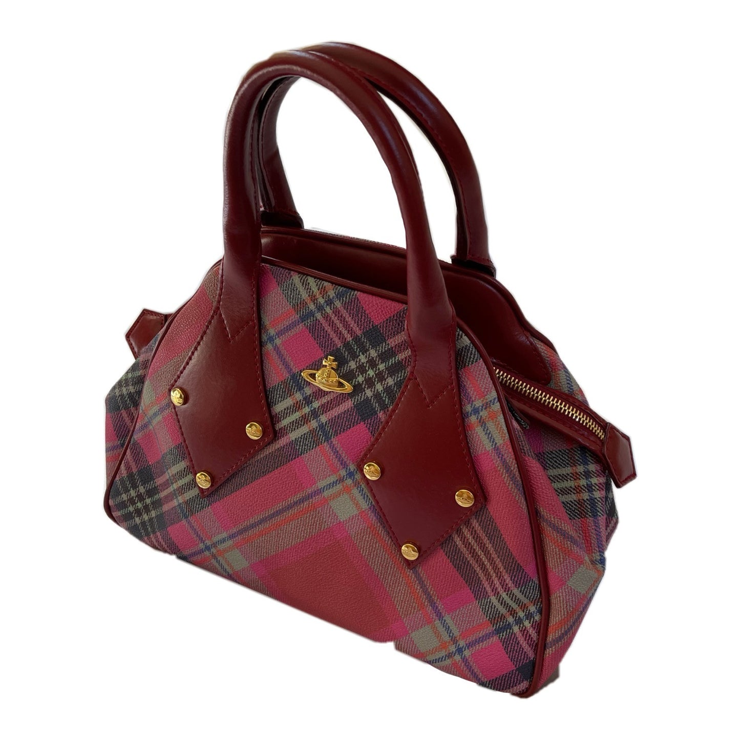 Vivienne Westwood Checkered Plaid Purse W Gold Detailing