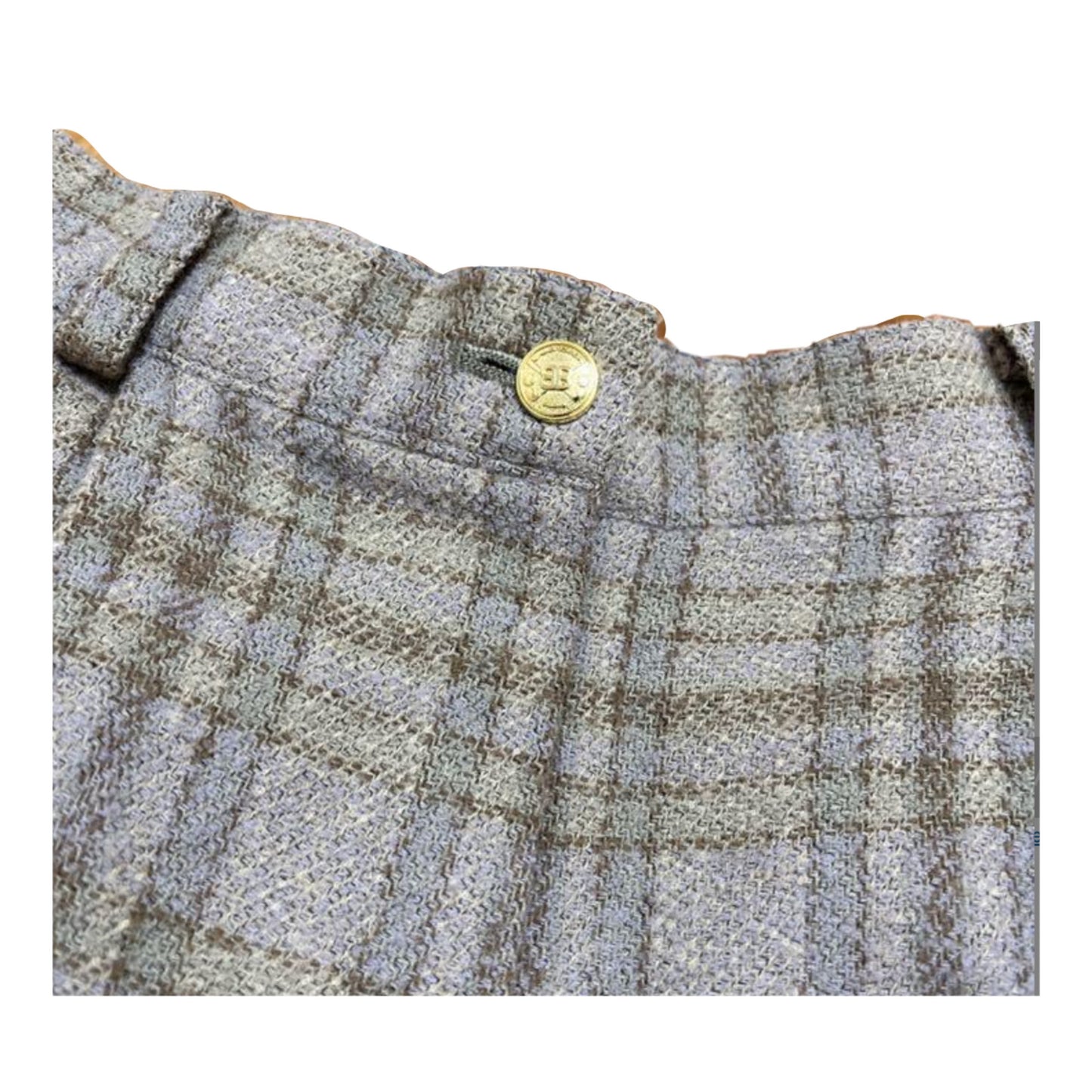 Balenciaga Gold Checkered Wool Bermuda Shorts