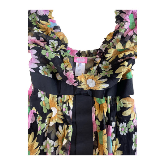 Blugirl Blumarine Multi Floral Chiffon Silk Babydoll Dress