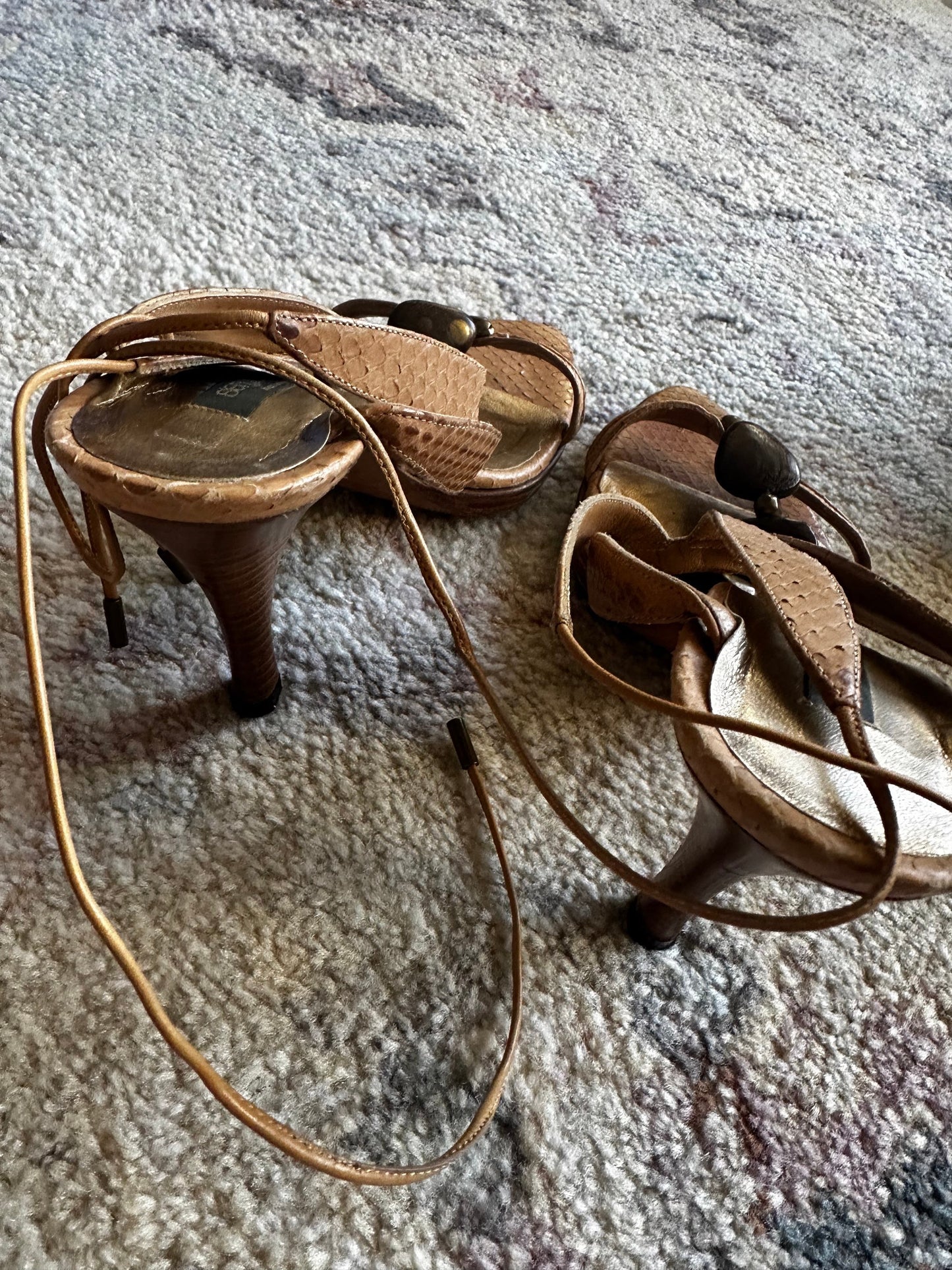 Sergio Rossi Stone Stack Wrap Sandals
