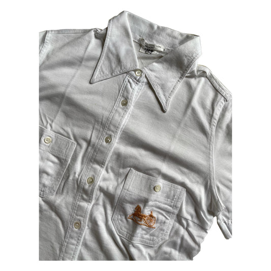Celine Button Down Logo Pocket Short Sleeve Shirt