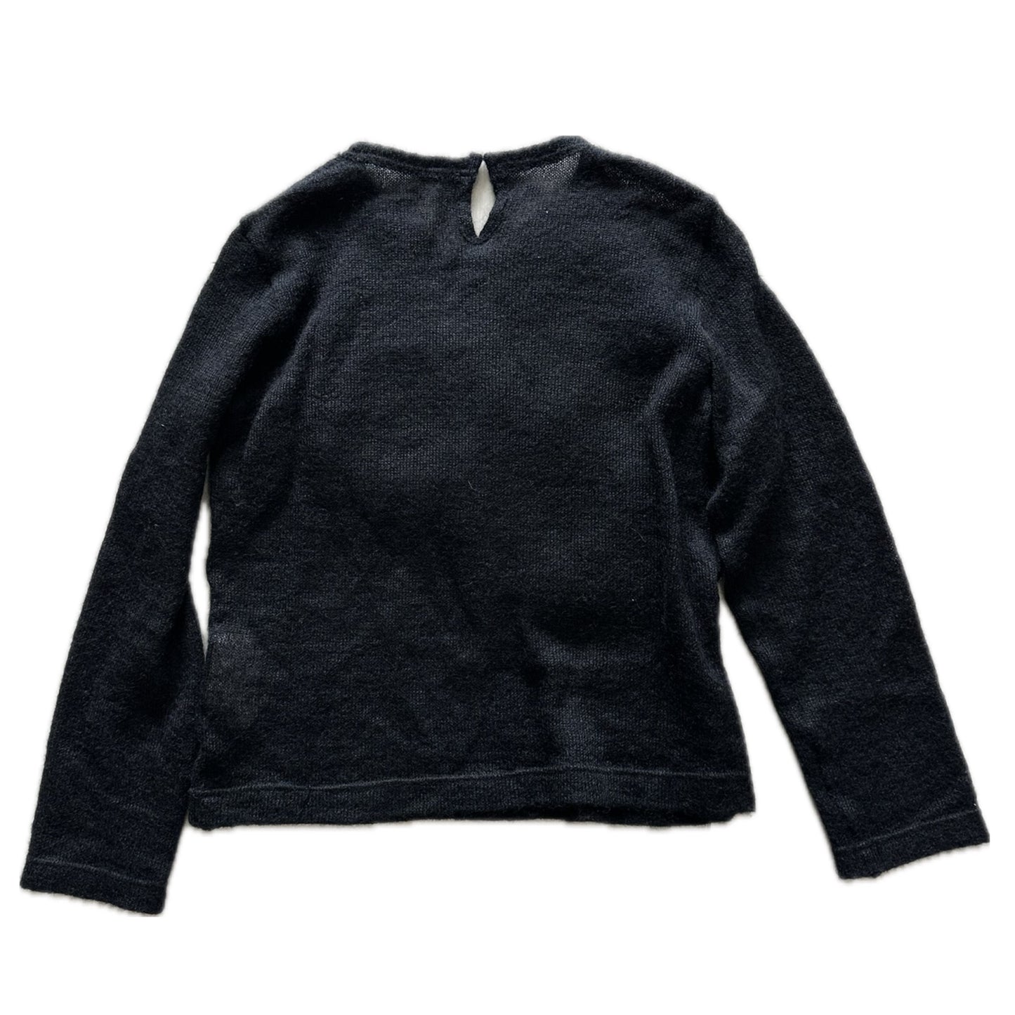 Tricot Comme Des Garcons AD2016 Mohair Blend Flower Applique LS Knit Top