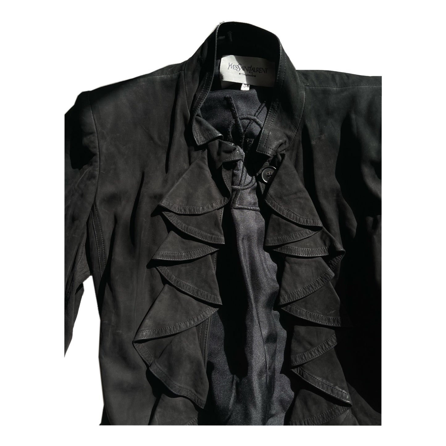Yves Saint Laurent Suede Leather Ruffle Jacket