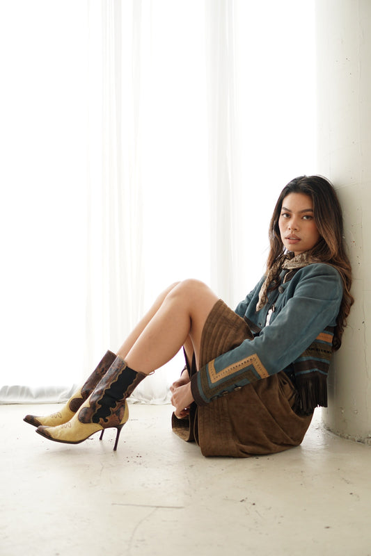 Loewe Suede Tan Pleated Circle Hemmed Shorts