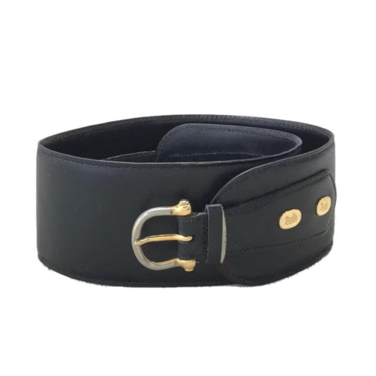 Celine Wide Leather Waist Buckle Metal Logo Sz Xs-S