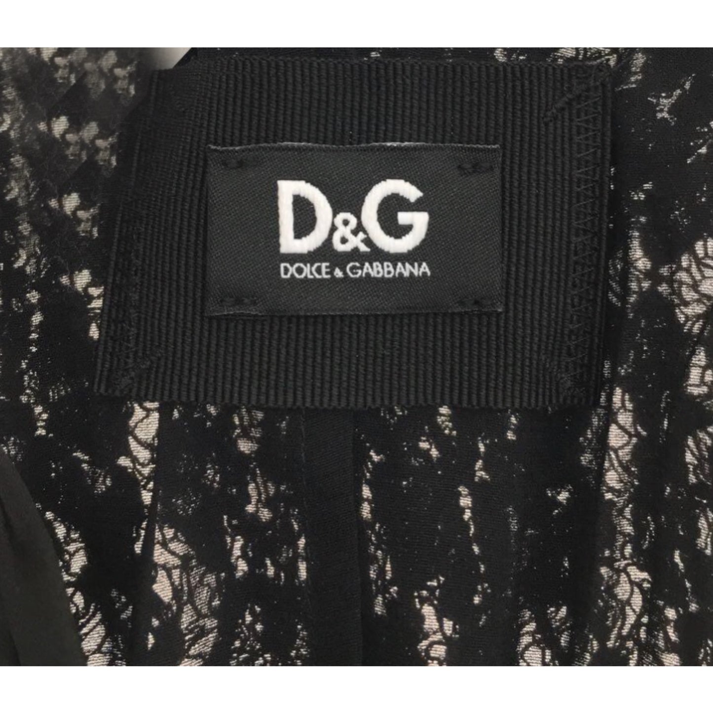 Dolce & Gabbana Lace Crotchet LS Dress Pussybow Neck Tie