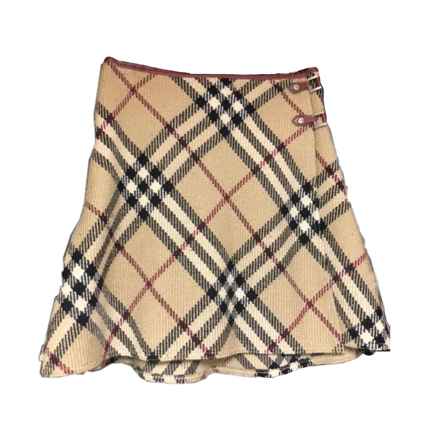 Burberry Blue Label Nova Check A Line Split Buckle Skirt