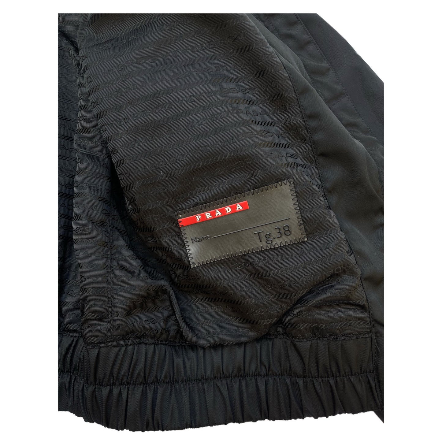 Prada Leather Nylon Fold Over Collar Bomber Jacket