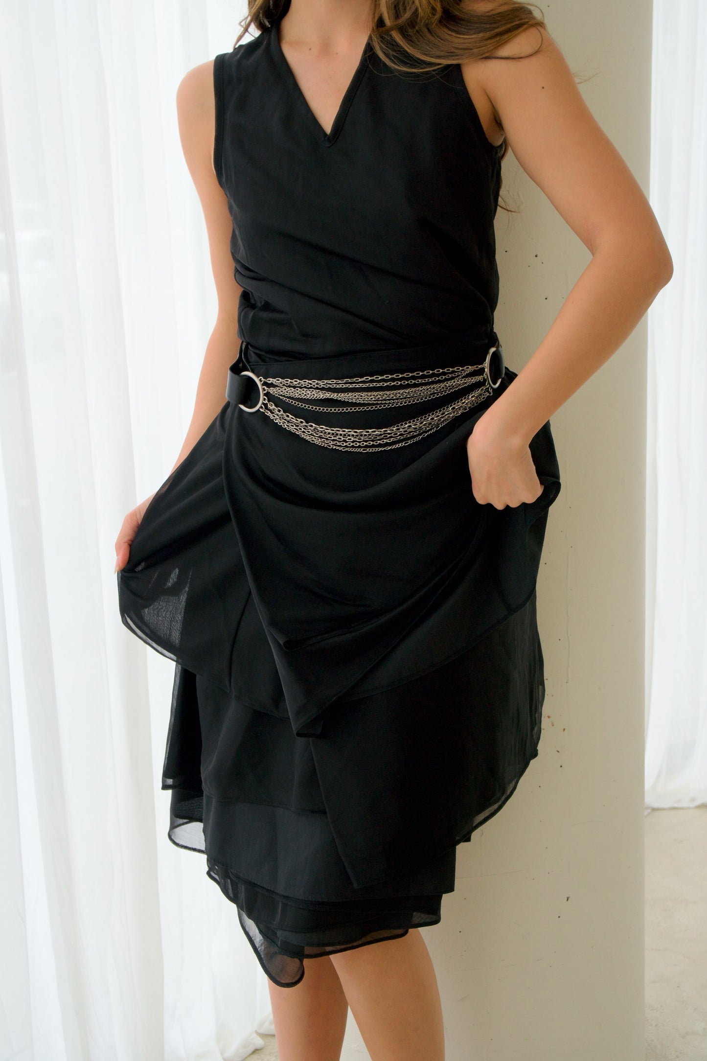 Comme Des Garcons V Neck Layered Wrap Dress
