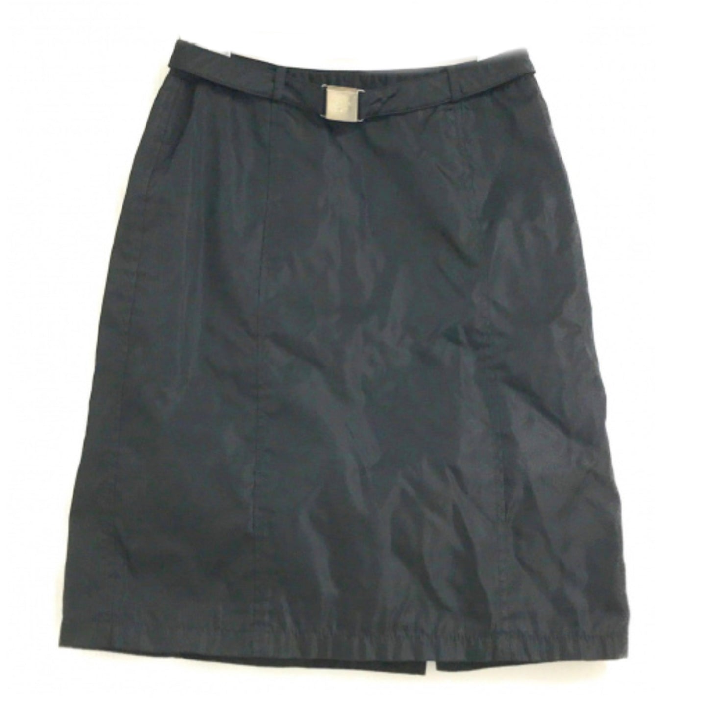 Prada Logo Buckle Belt Nylon A Line Skirt