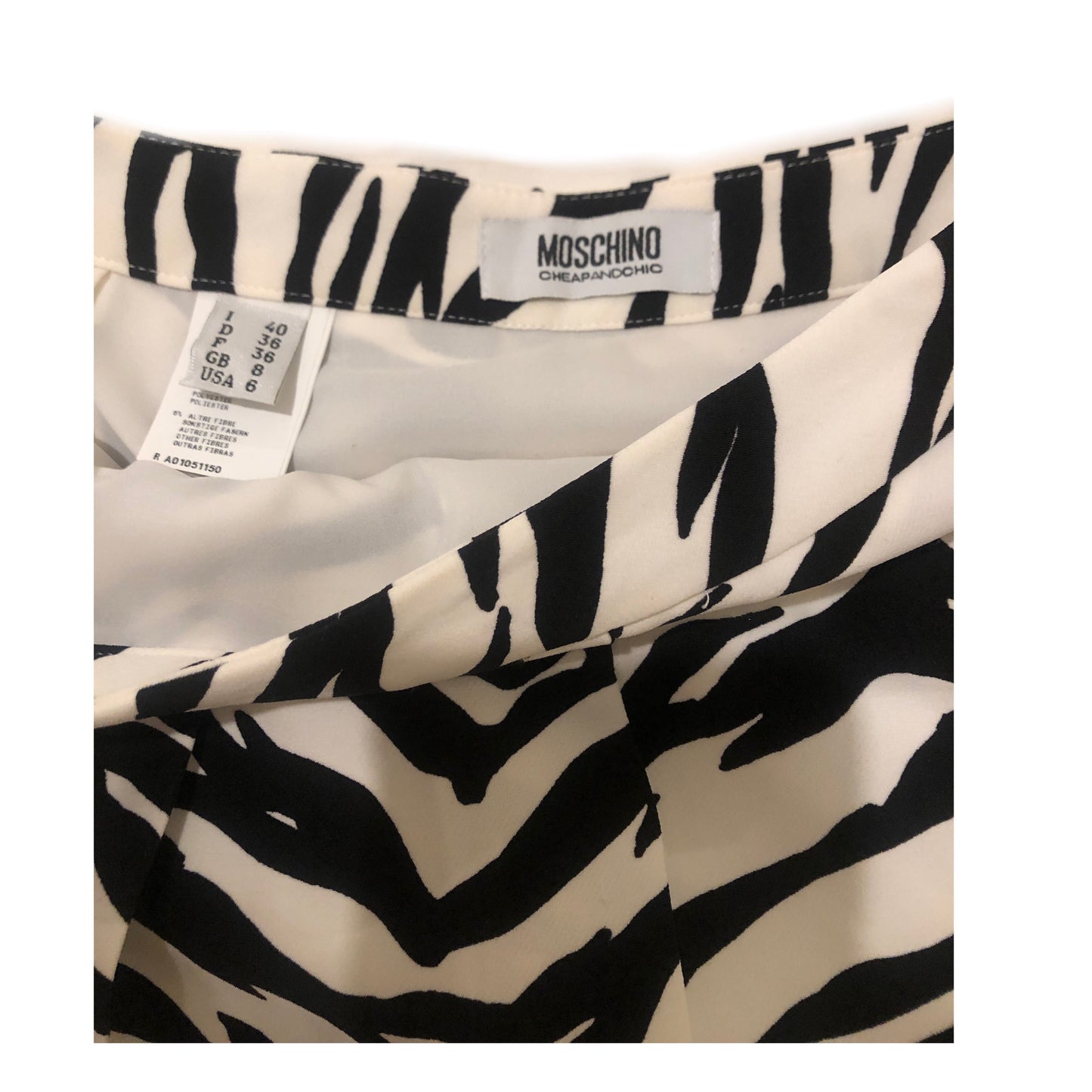 Moschino Zebra Print Pleated High Waisted Skirt