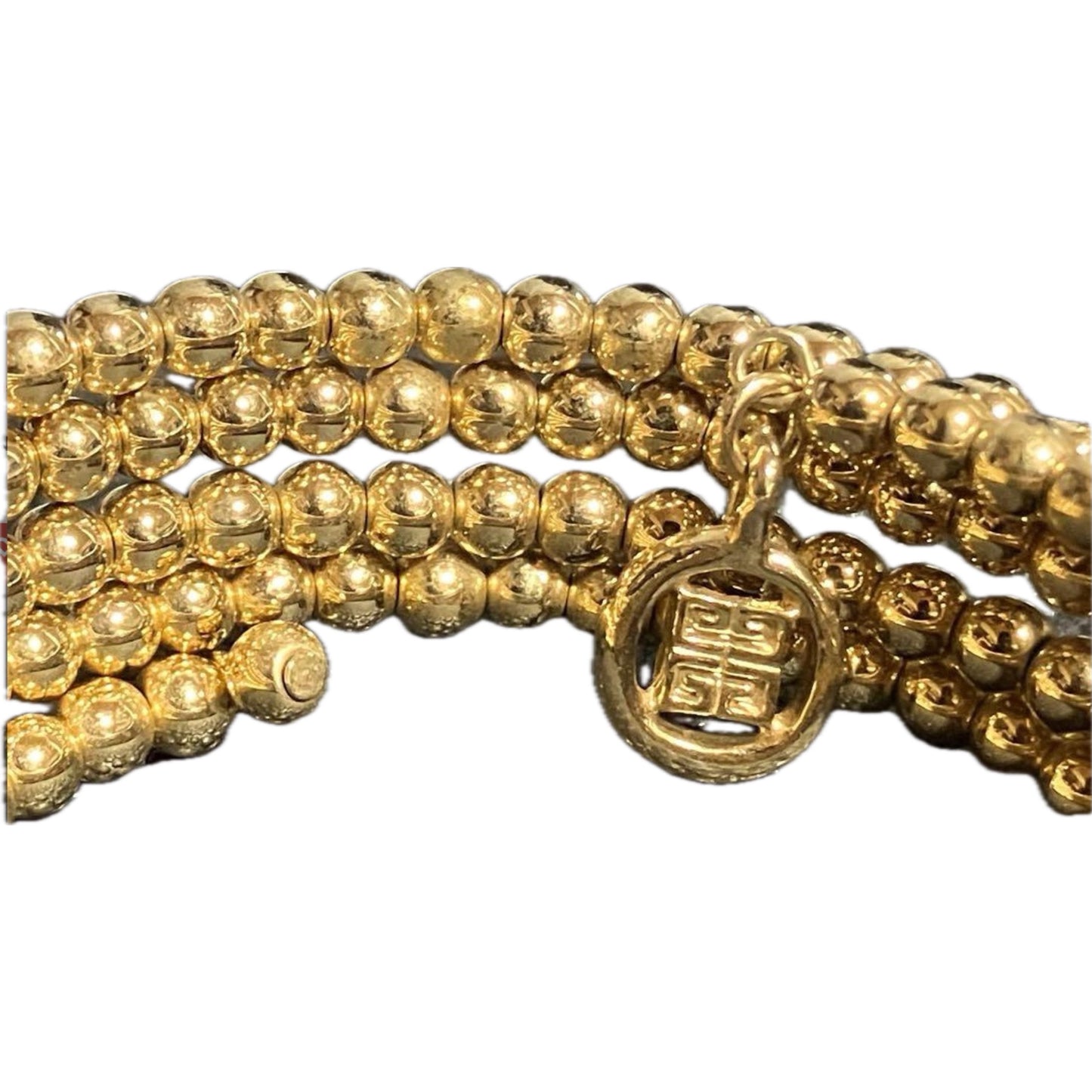 Givenchy Gold Plated Multi Layered Snake Bead w logo Bangle