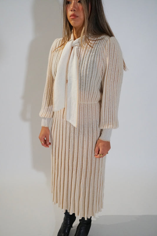 Nina Ricci Knit Wool Blend LS Keyhole Dress