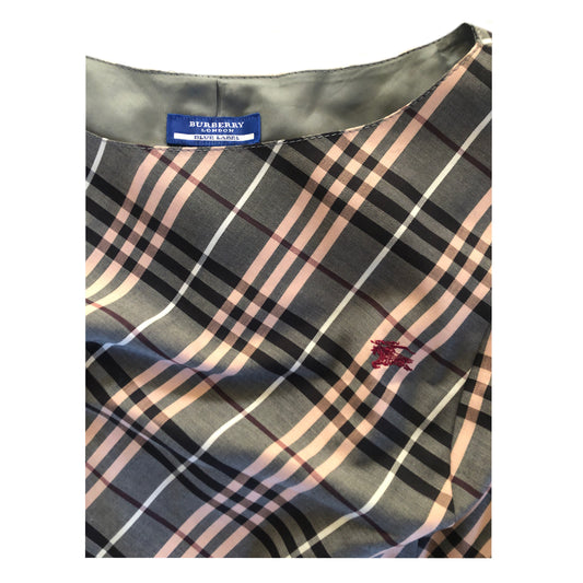 Burberry Blue Label Pink/Grey Nova Check A Line Dress Dress