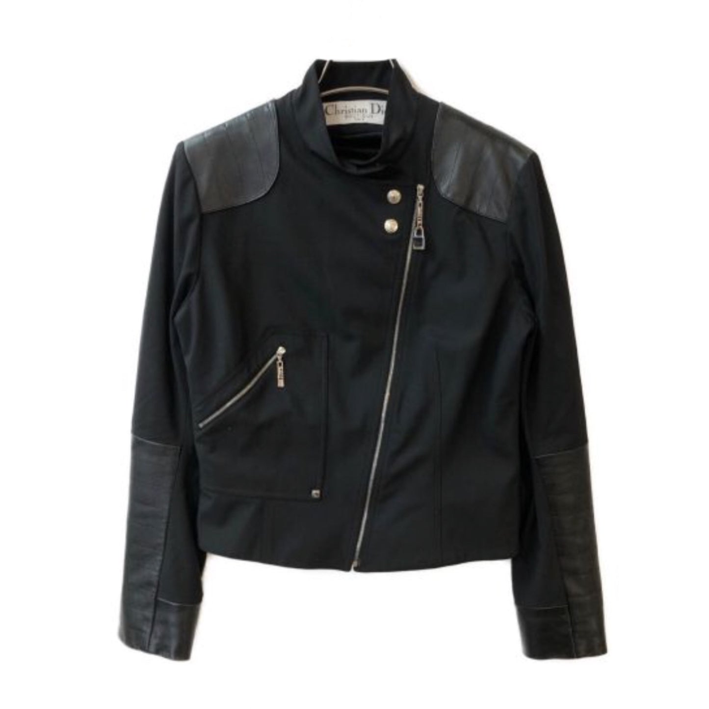 Christian Dior Leather Shoulder Elbow Patch Motor Jacket