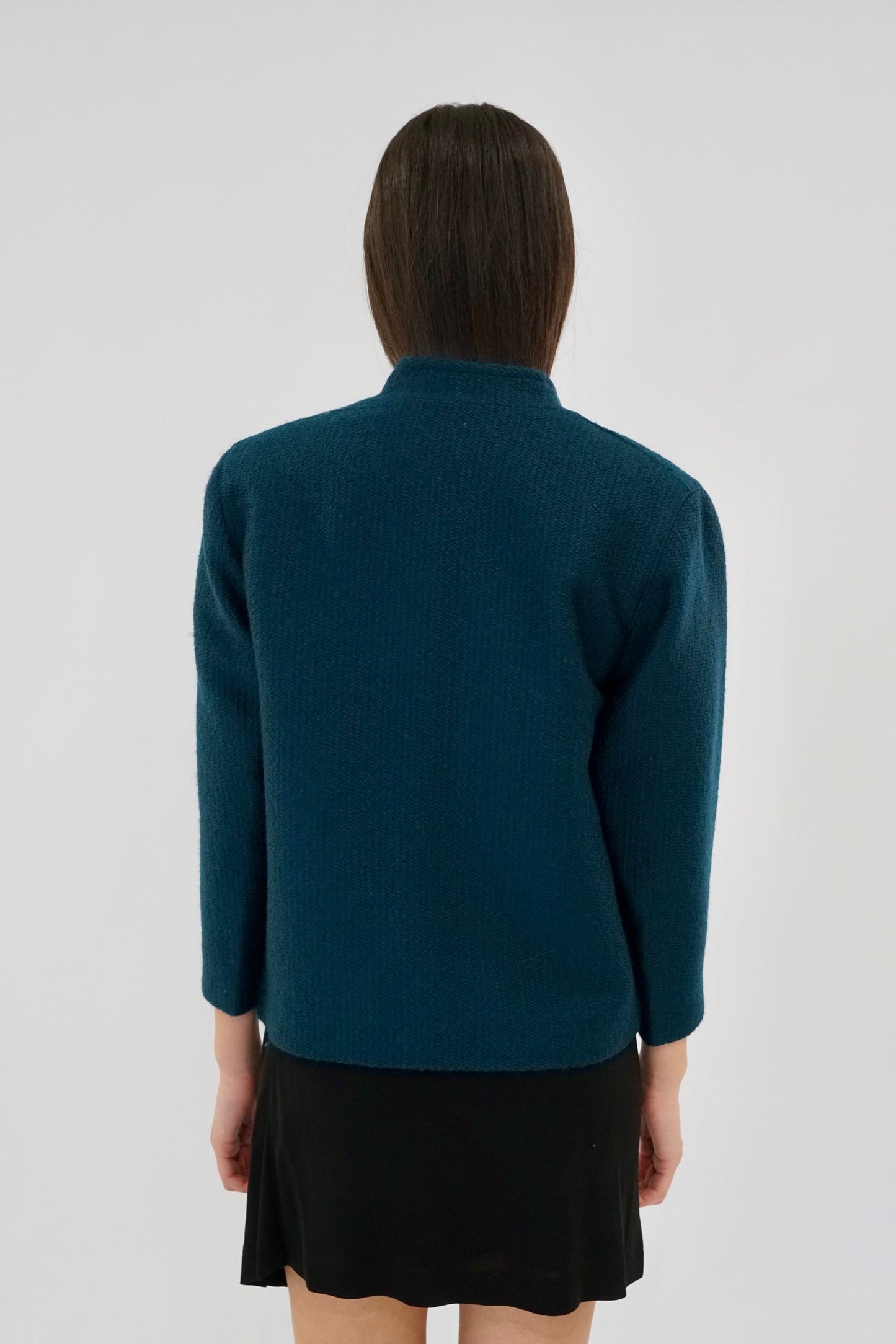 Christian Dior Teal Shoulder Pad Oversized Blazer