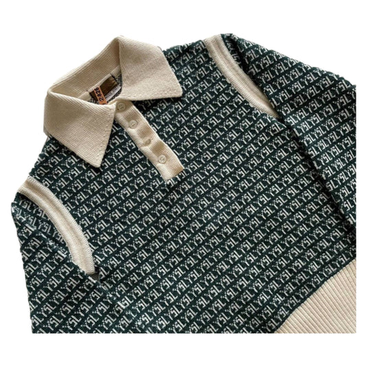 Yves Saint Laurent Logo Wool 1/4 Button Down Knit