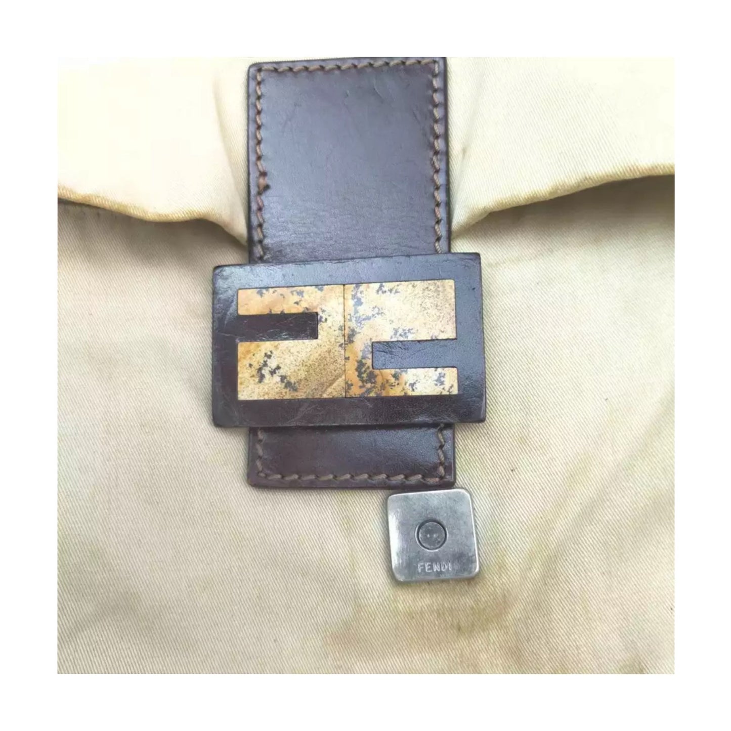 Fendi Cream/Beige Material Baguette Handbag