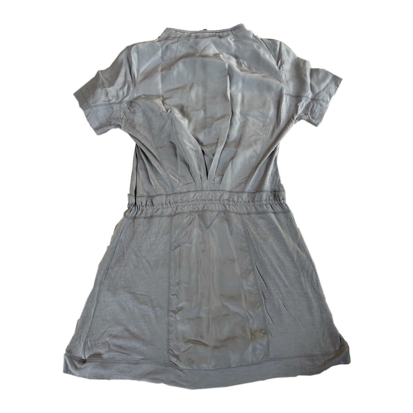 Celine Silk SS Half Zip Pockets Mini Dress