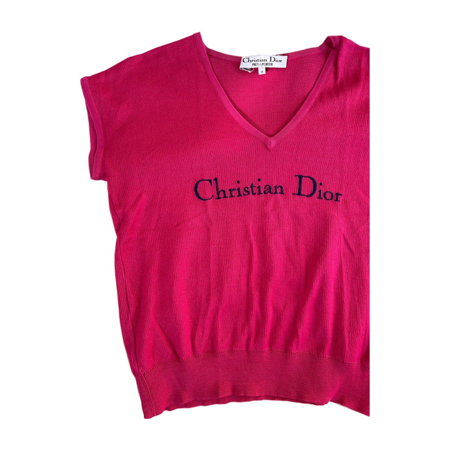 Christian Dior V Neck Boxy Logo Tee
