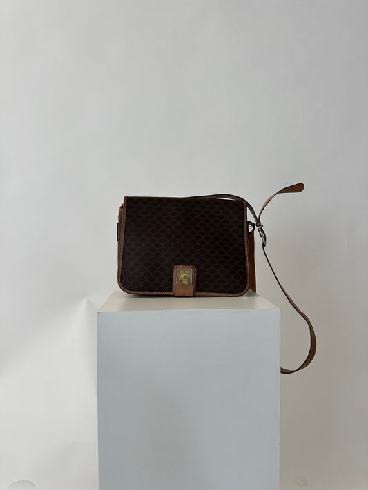 Celine Macadam Monogram Croosbody Satchel Handbag.
