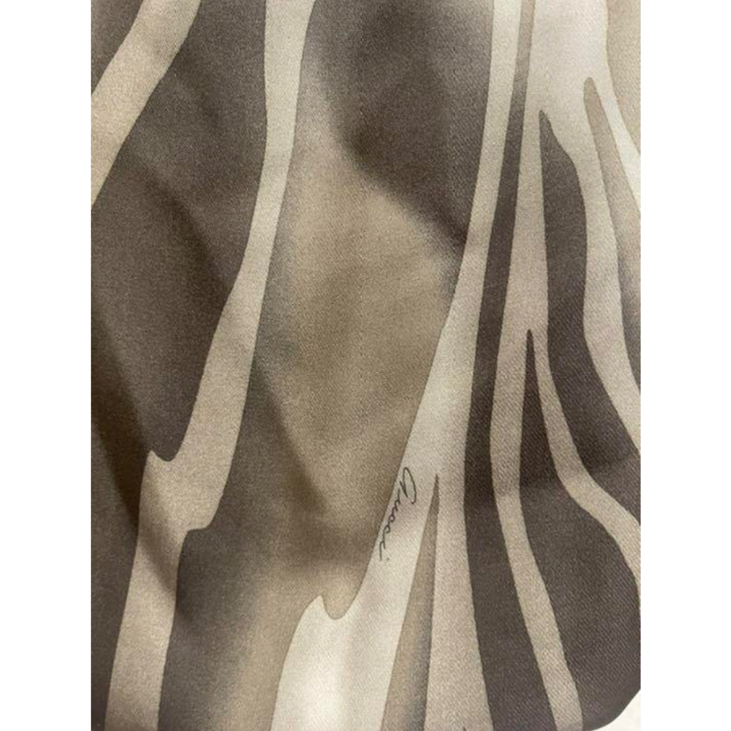 Gucci Abstract Neutral Landscape Silk Assymetrical Strap Dress