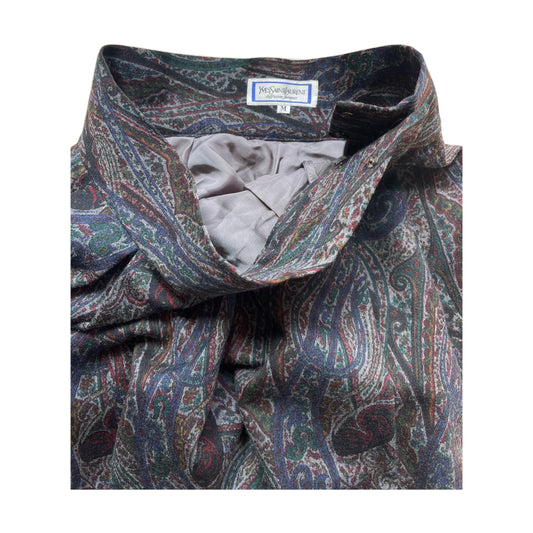 Yves Saint Laurent Paisley Flare Midi Skirt