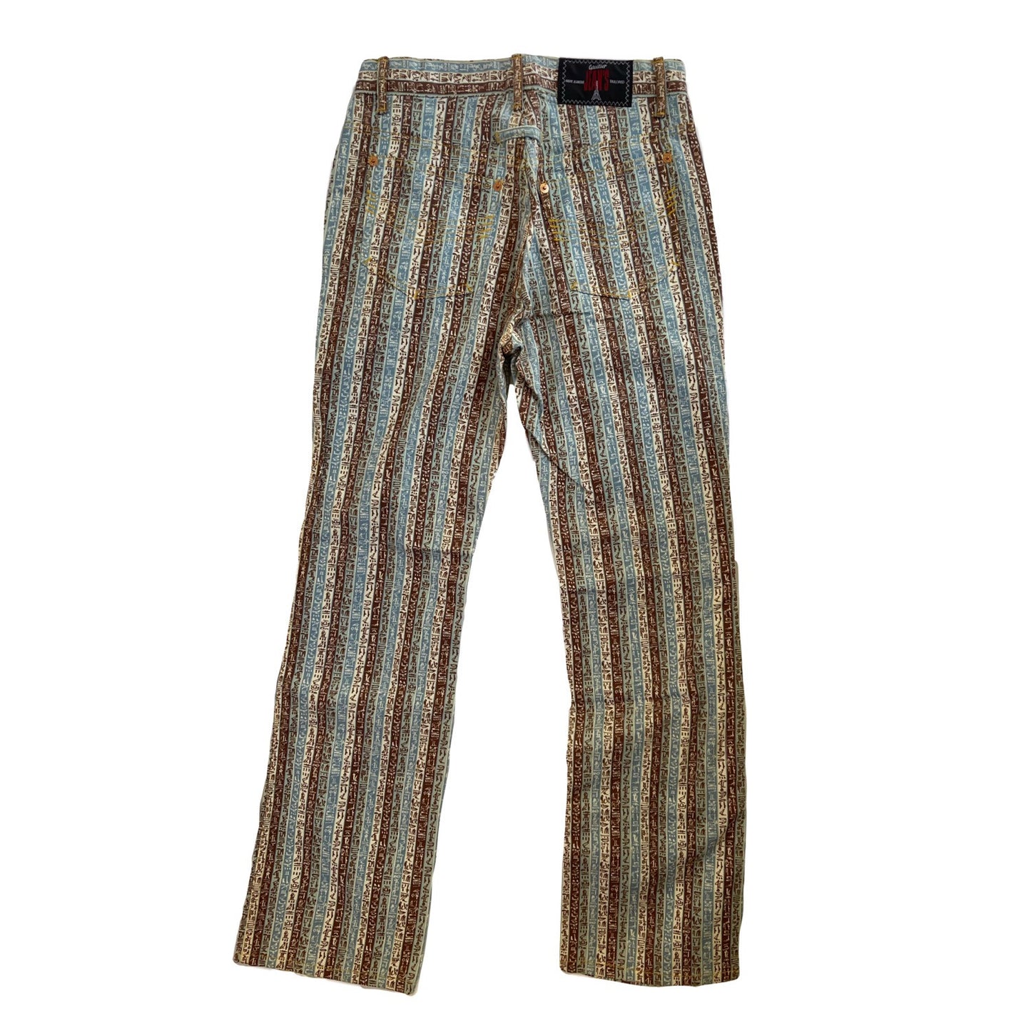 Jean Paul Gaultier Cryptic Writing Stripe Straight Leg Jeans
