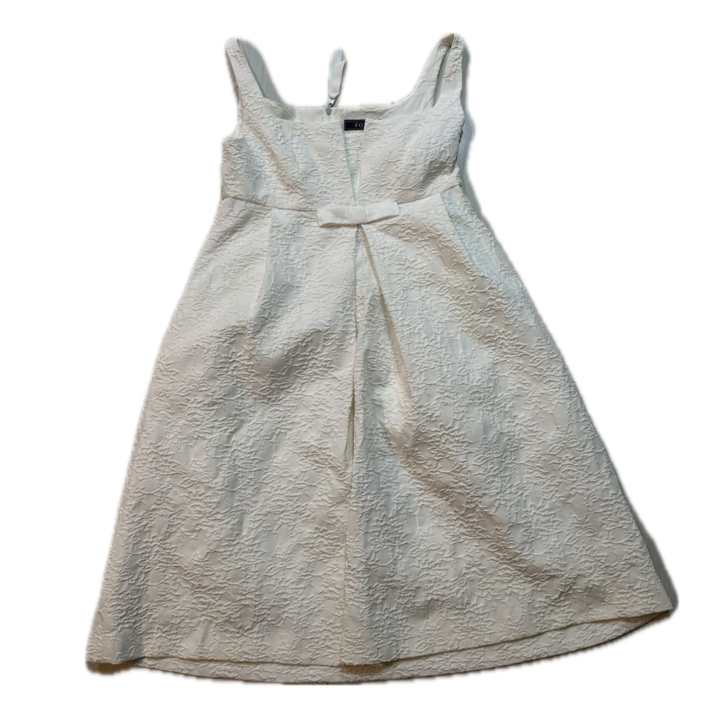 Foxey Square Neck Pattern White W Ribbon Applique Dress