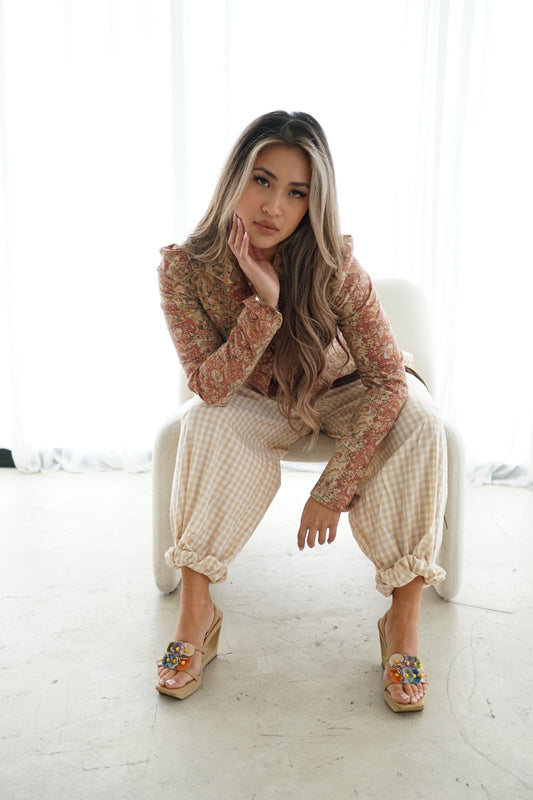 Comme Des Garcons Gingham Checkered Elastic Jogger Pants