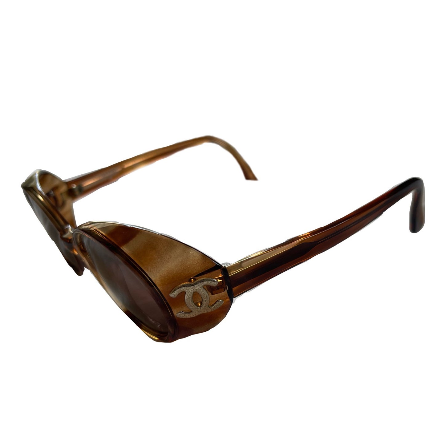 Chanel CC Logo Tortoise Shell Circular Aviation Sunglasses