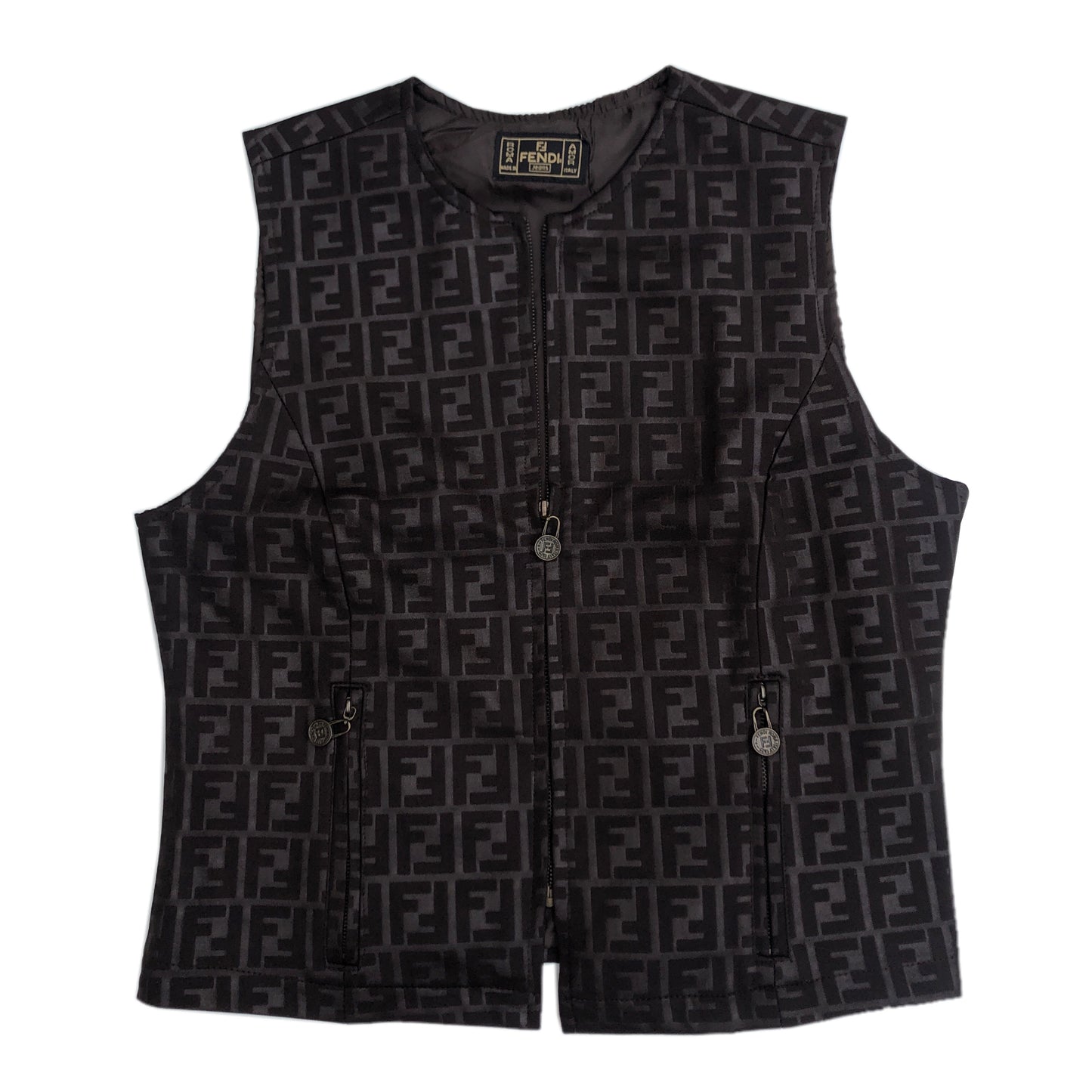 Fendi Zucca Print Brown Zip Vest